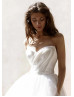 Strapless White Satin Tulle Simple Wedding Dress